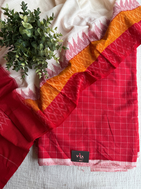 Cotton suit set with ikat dupatta