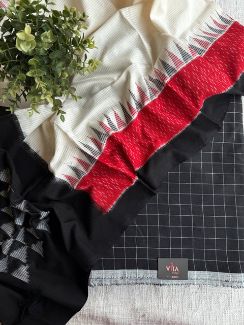 Cotton suit set with ikat dupatta