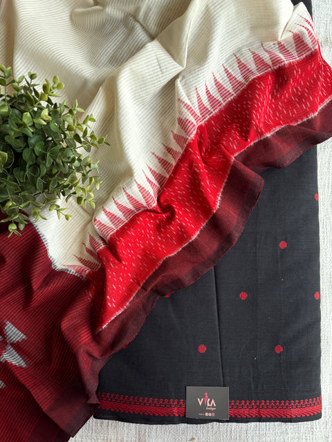 Cotton suit set with ikat dupatta