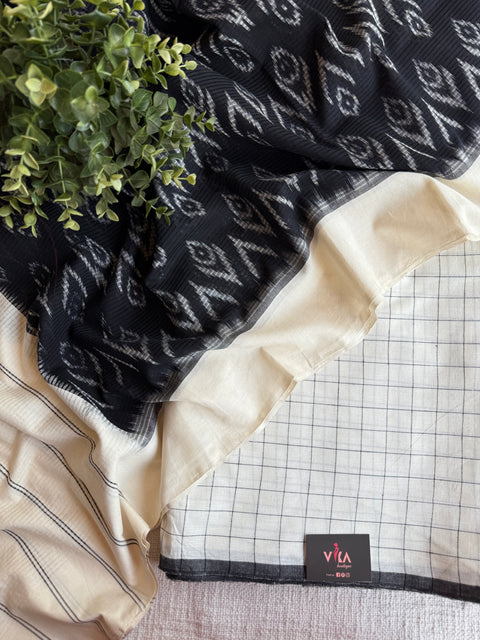 Cotton suit set with ikat dupatta