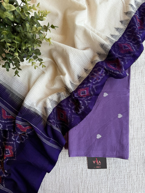 Cotton suit set with ikat dupatta