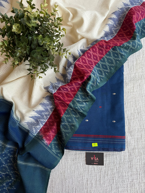 Cotton suit set with ikat dupatta