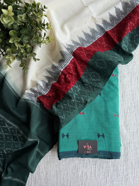 Cotton suit set with ikat dupatta