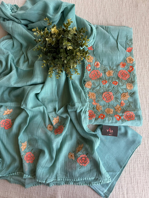 Emb Mul chanderi salwar suit material