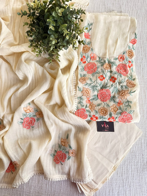 Emb Mul chanderi salwar suit material