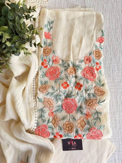 Emb Mul chanderi salwar suit material