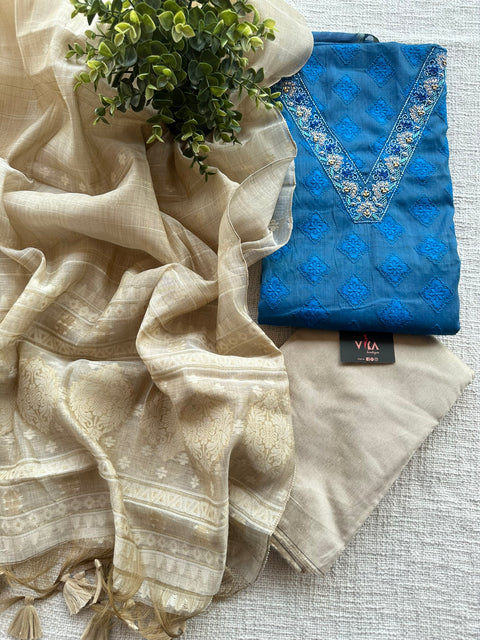 Chanderi top and jamdani dupatta set