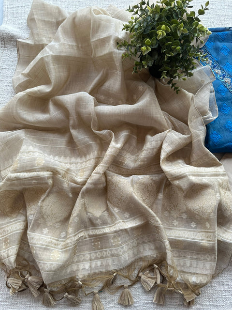 Chanderi top and jamdani dupatta set
