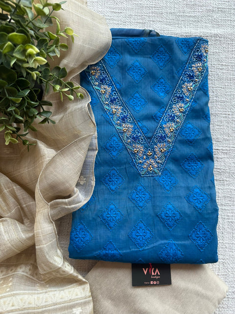 Chanderi top and jamdani dupatta set
