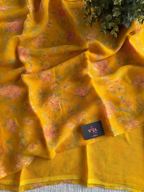 Floral Printed pure chiffon saree
