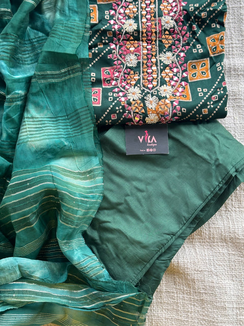 Bhandhini printed modal silk ready suit set