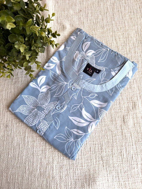 M size printed viscose cotton nighty