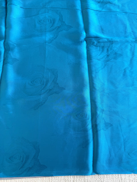 Vintage floral printed satin saree
