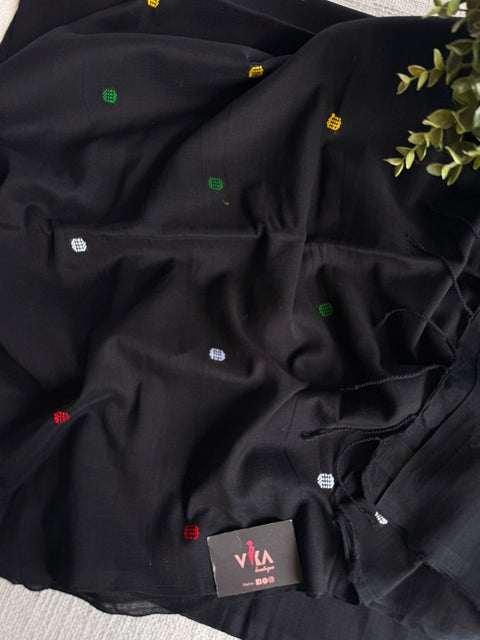 Multi Bhutta weaving cotton saree with blouse