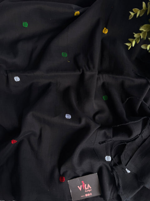 Multi Bhutta weaving cotton saree with blouse