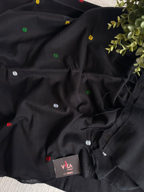 Multi Bhutta weaving cotton saree with blouse