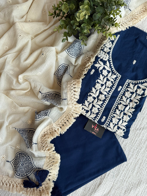 Embroidery pure cotton suit material