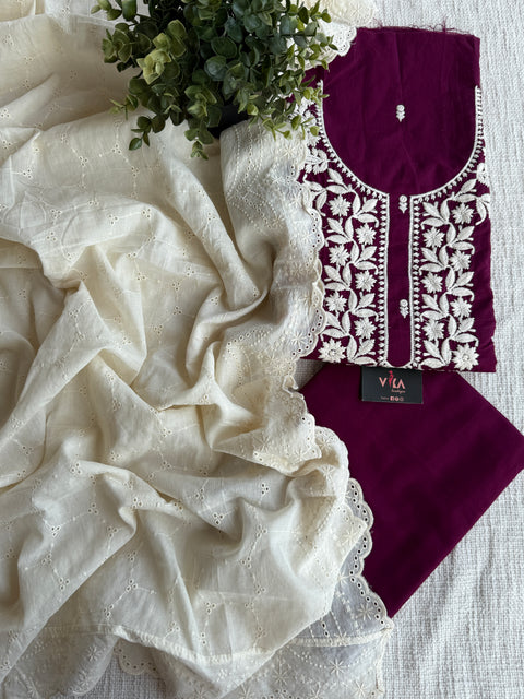 Embroidery pure cotton suit material