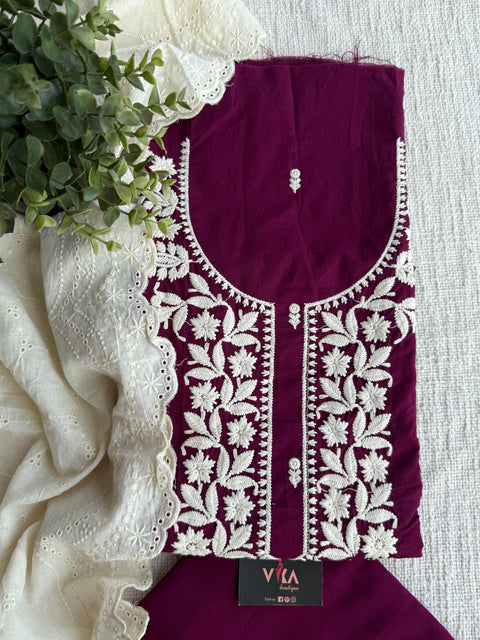 Embroidery pure cotton suit material