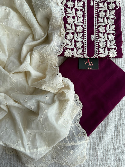 Embroidery pure cotton suit material