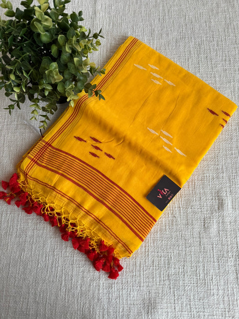 Bhutta weaving mul cotton saree with blouse