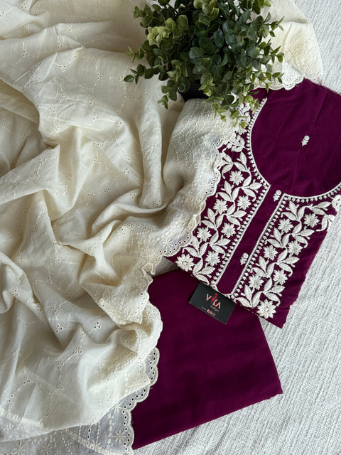 Embroidery pure cotton suit material