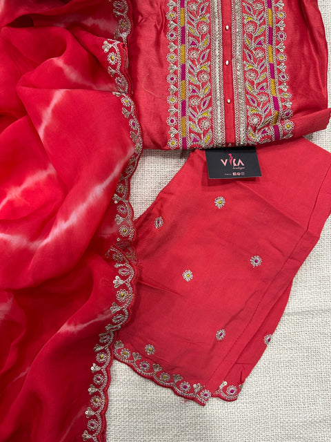 Readymade Dola silk kurta pant set