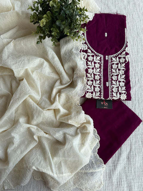 Embroidery pure cotton suit material