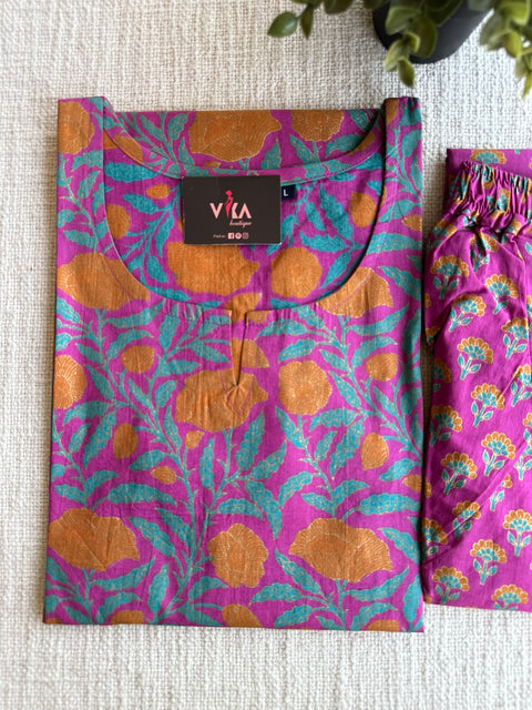 L size printed Cord Night suit