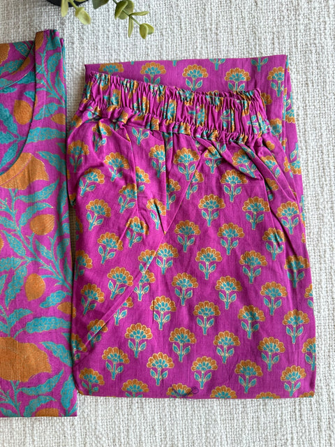 L size printed Cord Night suit