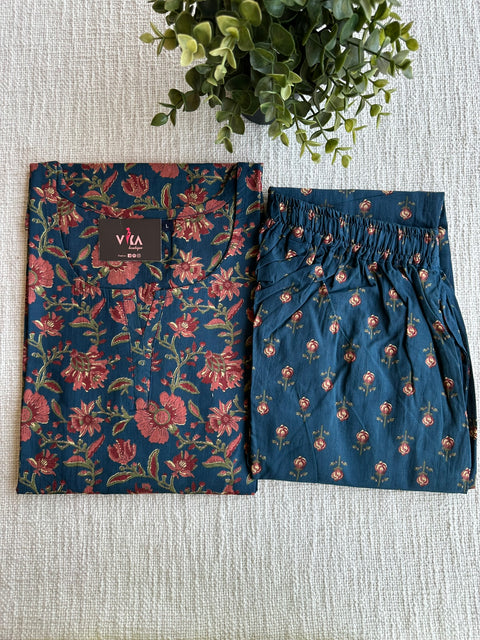 L size printed Cord Night suit