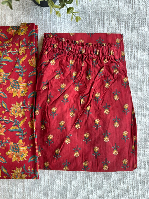 L size printed Cord Night suit