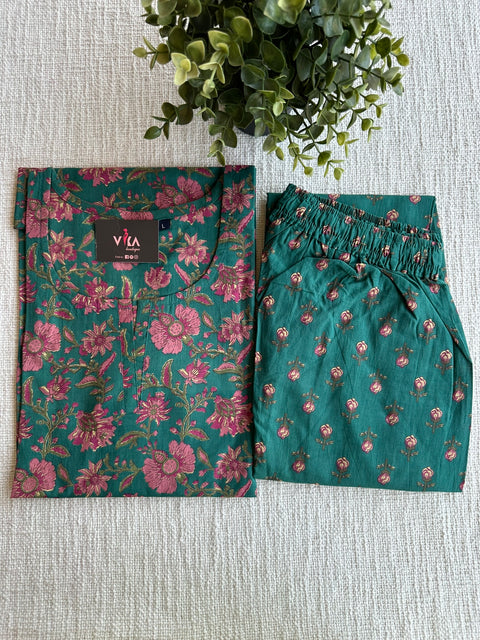 L size printed Cord Night suit