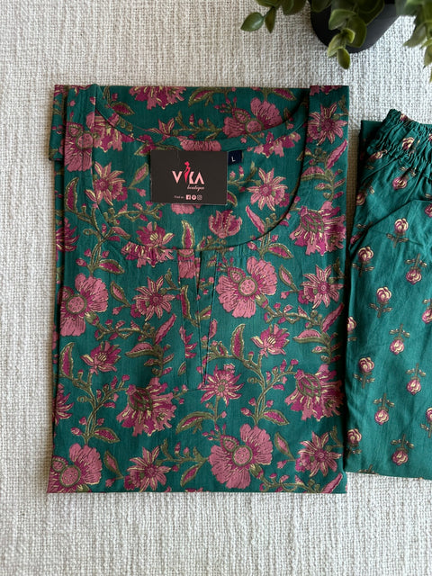 L size printed Cord Night suit