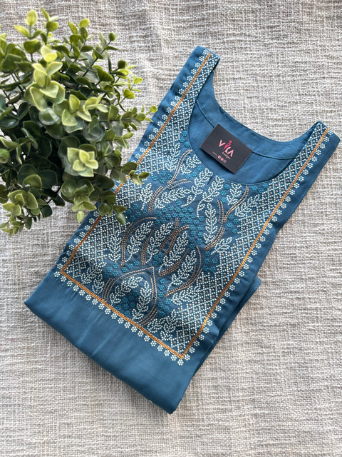 Neck embroidery Roman silk kurti