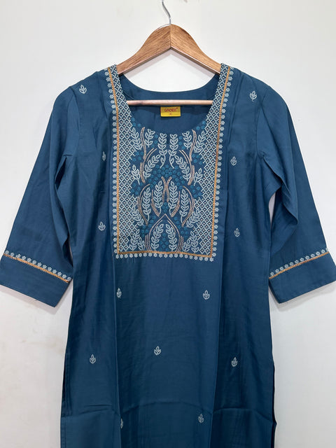 Neck embroidery Roman silk kurti