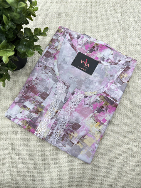 L size printed premium Rayon nighty