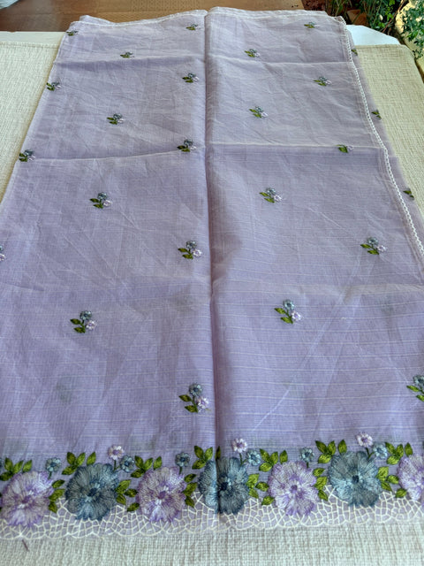 Cut work Embroidery super net saree