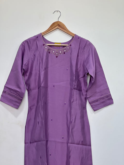 Neck embroidery Roman silk kurti