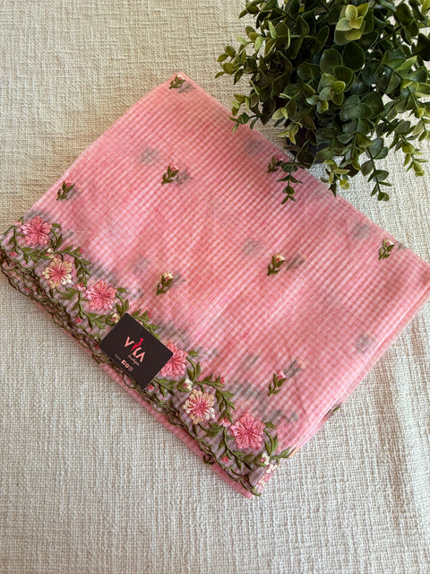 Floral cut work cotton doria saree