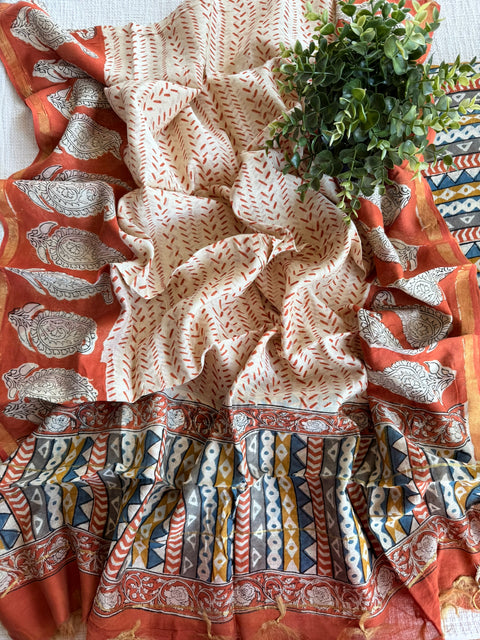 Printed chanderi salwar suit material