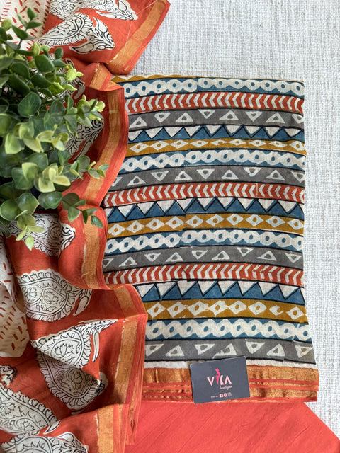 Printed chanderi salwar suit material