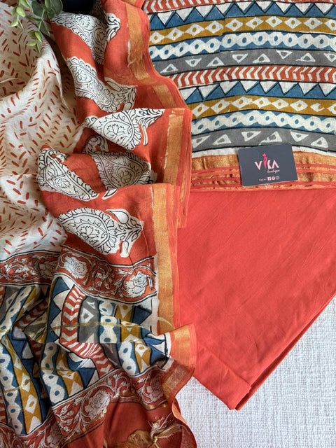 Printed chanderi salwar suit material