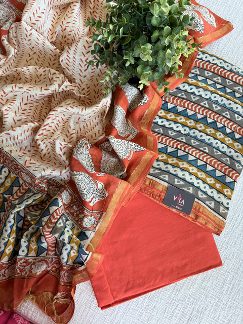 Printed chanderi salwar suit material