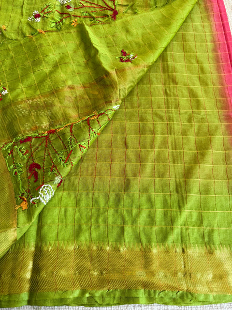 Bhag zari checked saree with blouse