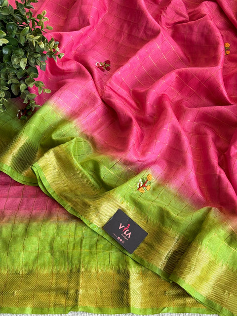 Bhag zari checked saree with blouse