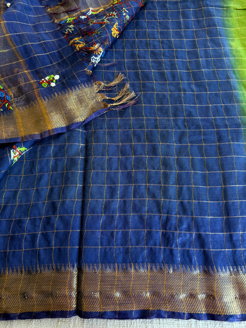Bhag zari checked saree with blouse