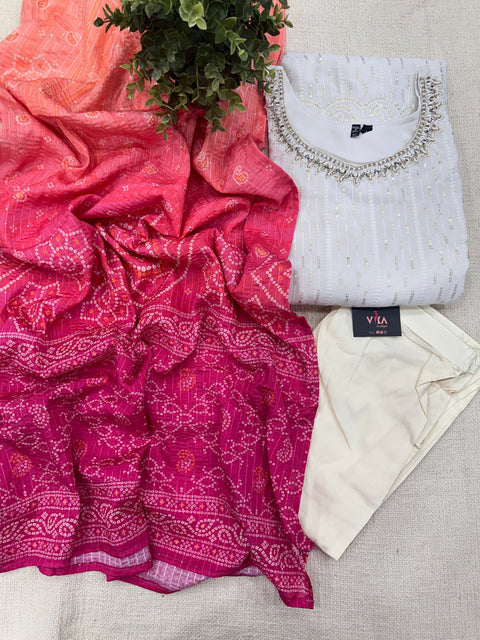 Emb georgette ready suit set