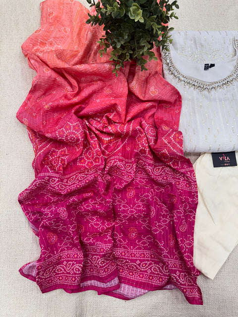 Emb georgette ready suit set
