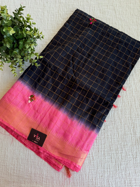 Bhag zari checked saree with blouse